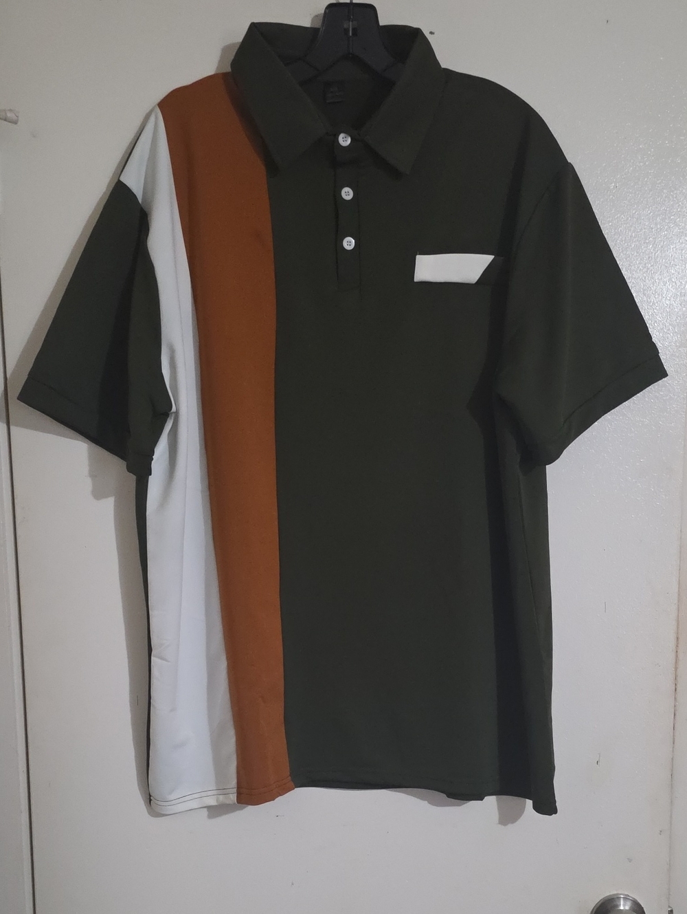 Men's Olive Green Colorblock Polo Shirt with Chest Trim